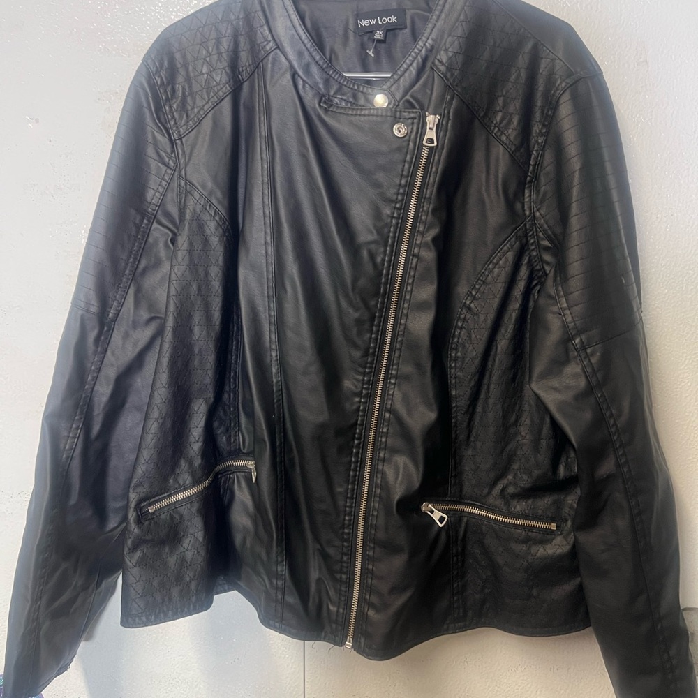 New Look Black Faux Leather Biker Jacket (#20)